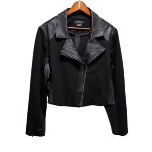 Addition Elle Michel Studio Mixed Media Faux Leather Cropped Moto Jacket Size 24